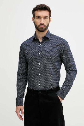 Košeľa Calvin Klein tmavomodrá farba, slim, s klasickým golierom, LV019EU005