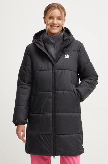 Bunda adidas Originals Long Puffer dámska, čierna farba, zimná, IW5858