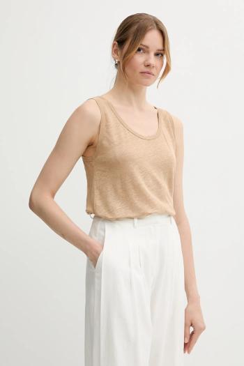 Ľanový top United Colors of Benetton béžová farba, 37UJE8398