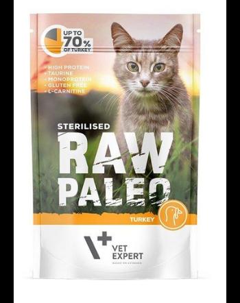 VETEXPERT RAW PALEO Cat Sterilised cu carne de curcan 100 g