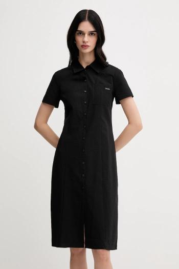 Dievčenské bavlnené šaty Calvin Klein Jeans čierna farba, mini, rovný strih, J20J225299