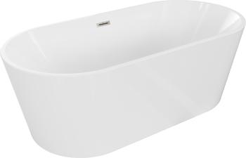 MEXEN/S - Luna vaňa voľne stojaca 160 x 75, biela, sifón a prepad nikel kartáčovaná 52031607500-97