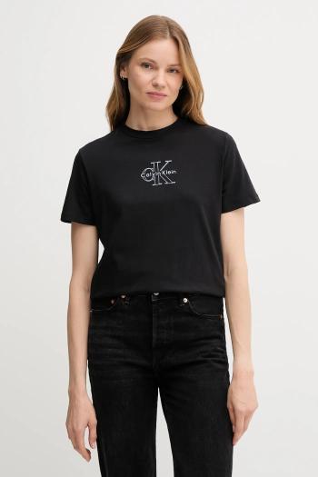 Bavlnené tričko Calvin Klein Jeans dámske, čierna farba, LV047C863G