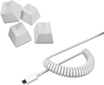 Játékszett Razer PBT Keycap + Coiled Cable Upgrade Set - Mercury White - US/UK