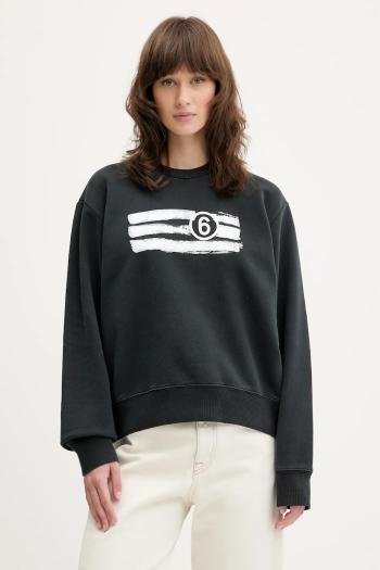 Bavlnená mikina MM6 Maison Margiela čierna farba, s potlačou, S62GU0139