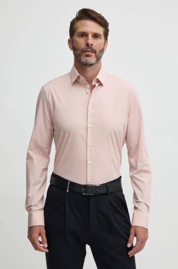 Košeľa Calvin Klein pánska, ružová farba, slim, s klasickým golierom, K10K108229