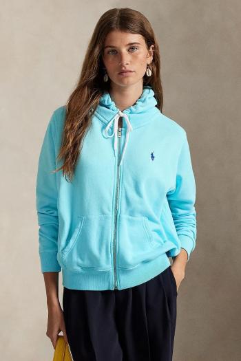 Mikina Polo Ralph Lauren tyrkysová farba, s kapucňou, jednofarebná, 211971693
