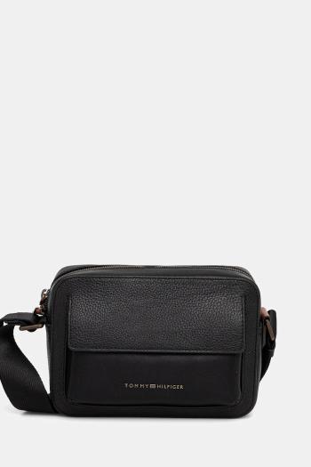 Kožená taška Tommy Hilfiger čierna farba, AM0AM13505