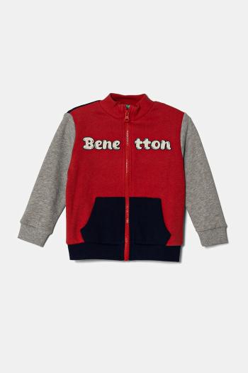 Detská bavlnená mikina United Colors of Benetton červená farba, s potlačou, 3J70G503M