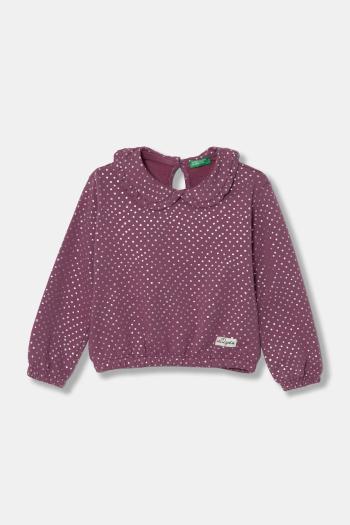 Detská mikina United Colors of Benetton fialová farba, vzorovaná, 3S73G10GF