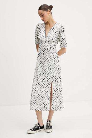 Šaty Tommy Jeans béžová farba, midi, rovný strih, DW0DW20336