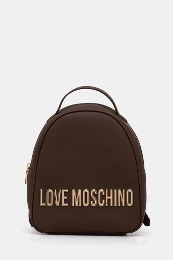 Ruksak Love Moschino dámsky, hnedá farba, malý, s nášivkou, JC4197PP1NKD0301