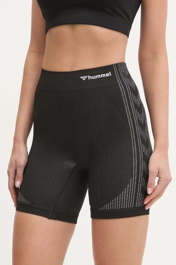Tréningové šortky Hummel Shaping čierna farba, s potlačou, vysoký pás, 228080