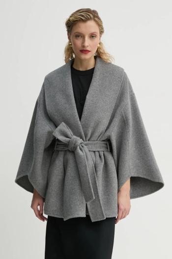 Vlnený kabát By Malene Birger MARGITH šedá farba, prechodný, oversize, 103187