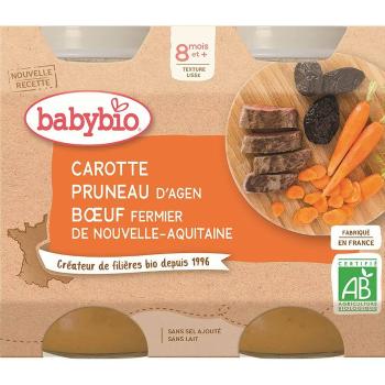 BABYBIO menu mrkvu a sušené slivky s hovädzím mäsom 2x200 g