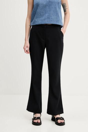 Nohavice Abercrombie & Fitch dámske, čierna farba, zvony, vysoký pás, KI156-5077