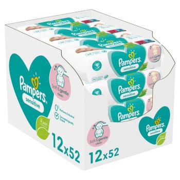 Pampers Sensitive detské čistiace utierky 12 x 52 ks,12x PAMPERS Sensitive Obrúsky vlhčené 52 ks