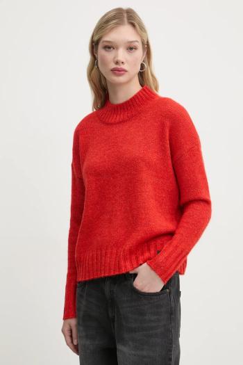 Sveter s prímesou vlny Superdry dámsky, oranžová farba, tenký, s polorolákom, W6110551A-1KC