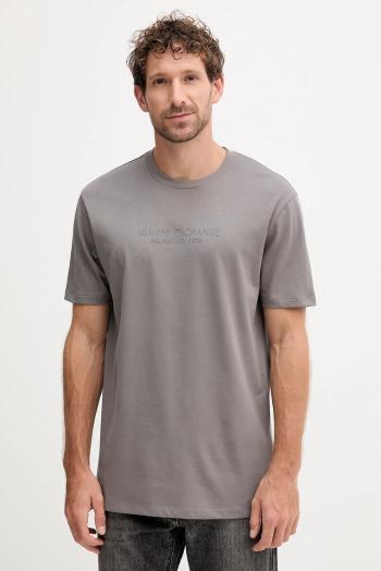 Bavlnené tričko Armani Exchange pánske, šedá farba, s nášivkou, XM001280 AF10361
