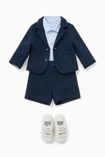Krátke nohavice pre bábätká Emporio Armani tmavomodrá farba, nastaviteľný pás EB000351 AF13017