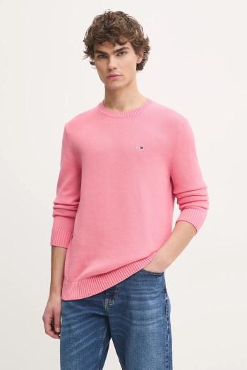 Bavlnený sveter Tommy Jeans ružová farba, DM0DM18370