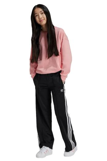 Detské tepláky adidas Originals WIDE PANTS čierna farba, s nášivkou, IX7632
