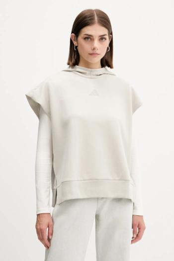 Mikina adidas ALL SZN béžová farba, s kapucňou, jednofarebná, JV9887