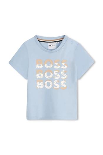Detské bavlnené tričko BOSS s potlačou, J52113