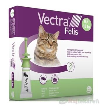 VECTRA Felis spot-on pre mačky (0,6-10 kg) roztok na kožu (aplikátor-zelený) 3x0,9 ml