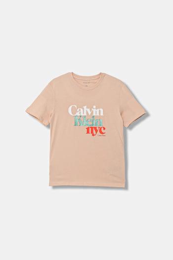 Detské bavlnené tričko Calvin Klein Jeans oranžová farba, IG0IG02991