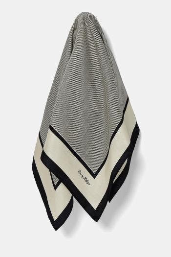 Hodvábna šatka Tommy Hilfiger tmavomodrá farba, vzorovaná, AW0AW17629