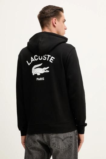Bavlnená mikina Lacoste tmavomodrá farba, s kapucňou, s potlačou, SH2740