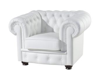 PYKA Chesterfield kožené kreslo wenge / biela (White snow)