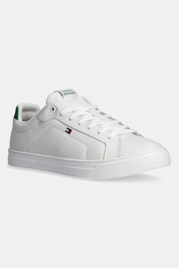 Kožené tenisky Tommy Hilfiger ICON COURT PINPERF LTH biela farba, FM0FM05483