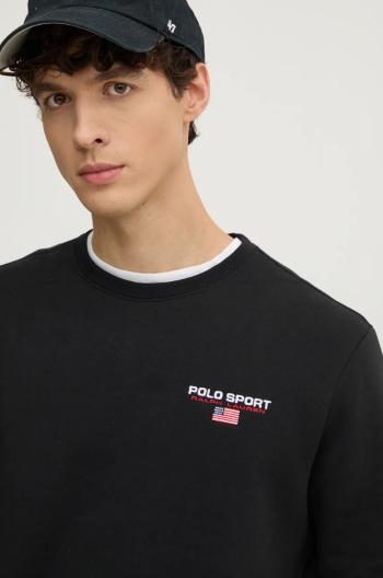 Mikina Polo Ralph Lauren pánska, čierna farba, s nášivkou, 710949929