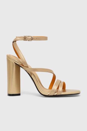 Kožené sandále Tommy Hilfiger TH GOLD BLOCK HIGH HEEL zlatá farba, FW0FW07753