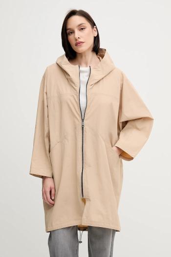 Bunda Sisley béžová farba, prechodná, oversize, 6G6HW800P