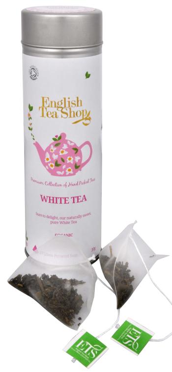 English Tea Shop Čistý biely čaj BIO 15 pyramidek v plechovke