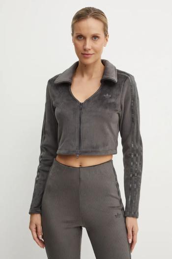 Mikina adidas Originals Femme Galore Rib Cardigan dámska, šedá farba, s nášivkou, JN3019