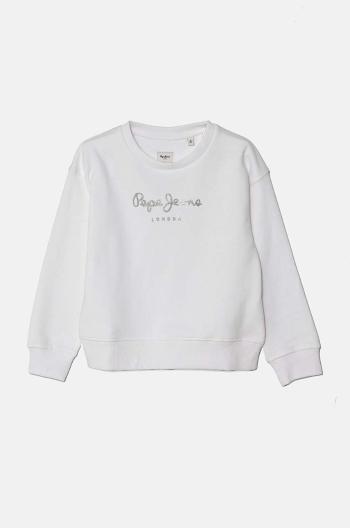 Detská bavlnená mikina Pepe Jeans biela farba, s potlačou