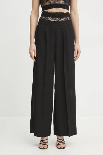 Nohavice Ermanno Scervino dámske, čierna farba, rovné, vysoký pás, 56TP057E22