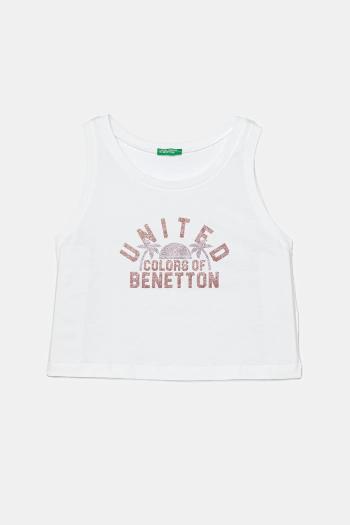 Detský bavlnený top United Colors of Benetton biela farba, 3I1XCH01Z