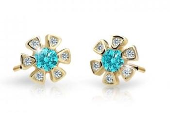 Cutie Jewellery Zlaté detské náušnice C2156-30-X-1 svetlo zelená