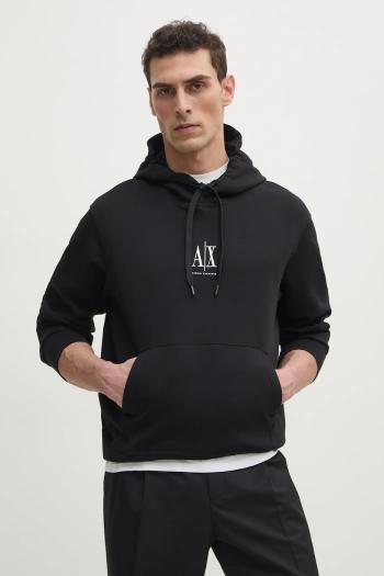 Mikina Armani Exchange pánska, čierna farba, s kapucňou, s nášivkou, XM000369 AF10818