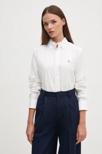 Košeľa Polo Ralph Lauren dámska, biela farba, regular, s klasickým golierom, 211941520
