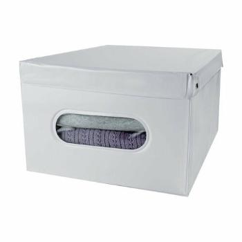 Compactor Skladacia úložná krabica s vekom SMART, 50 x 42 x 28 cm, biela, L