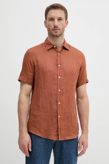 Ľanová košeľa United Colors of Benetton biela farba, regular, s klasickým golierom, 5BKU5QJH8