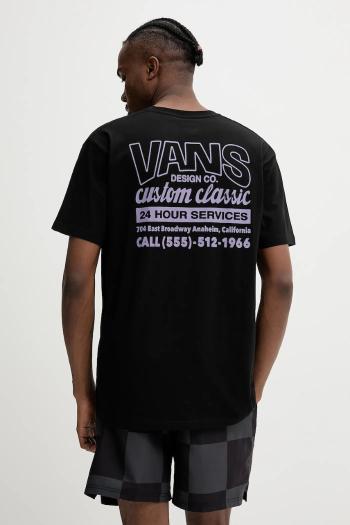 Bavlnené tričko Vans pánske, čierna farba, s potlačou, VN000M60BLK1