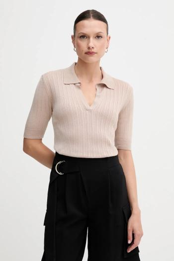 Polo tričko United Colors of Benetton dámske, béžová farba, 123VD3018