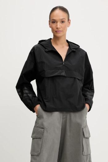 Vetrovka adidas Future Icons čierna farba, prechodná, oversize, JE0230